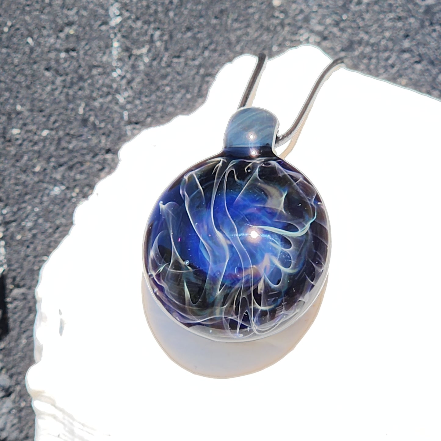 Blown Glass Pendant Necklace: Galaxy Glass Pendant DragonFireGlass