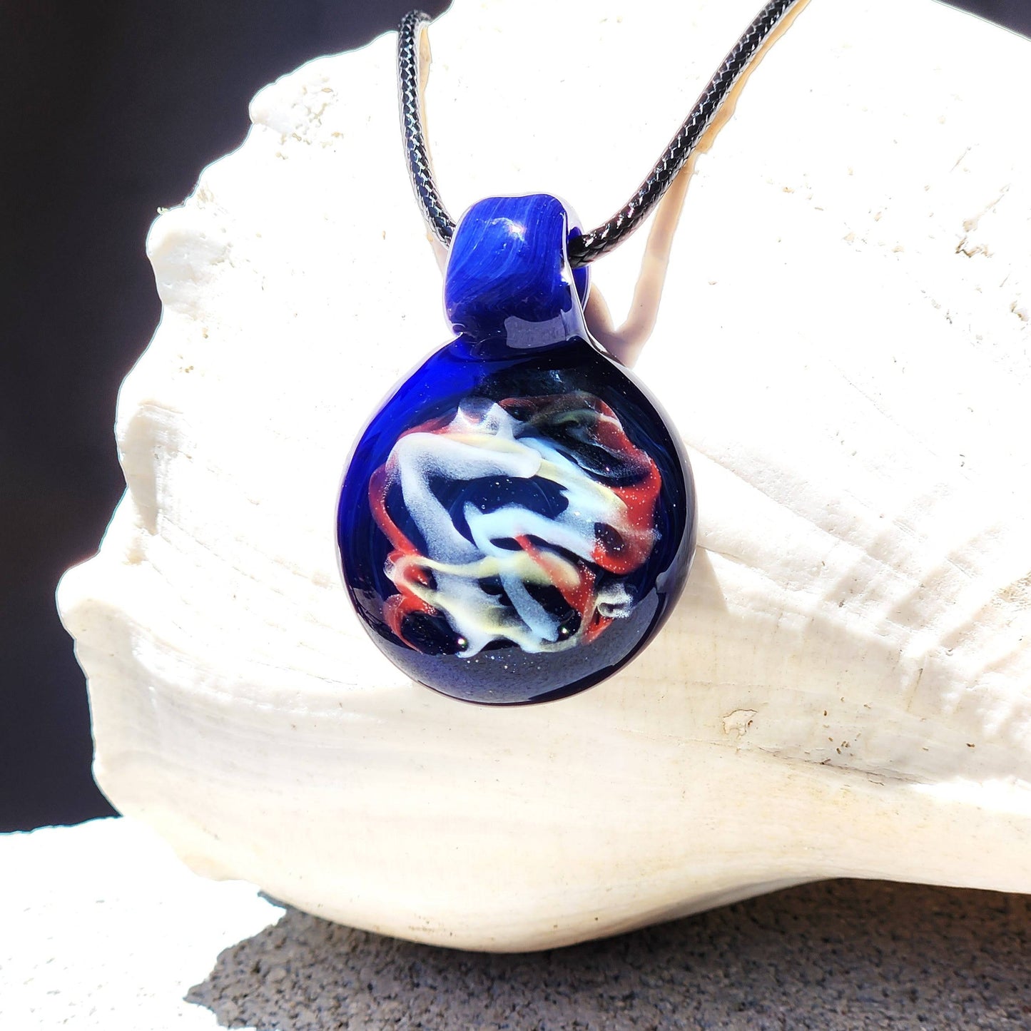 Blown Glass Pendant Necklace: Sparkling Borosilicate Handmade Jewelry DragonFireGlass