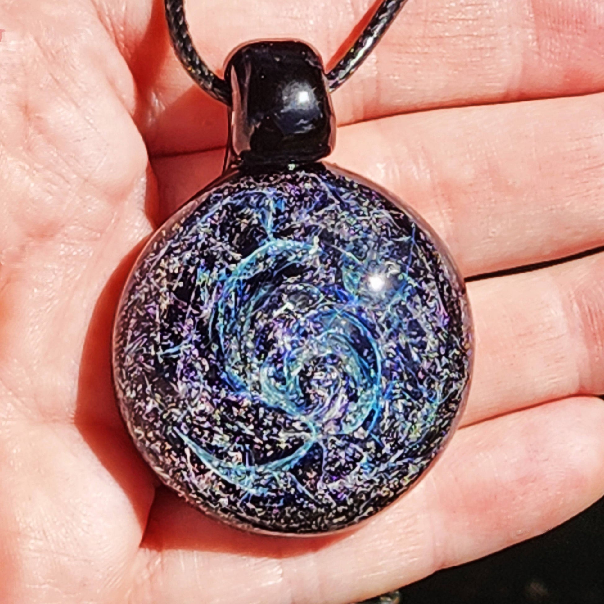 Blown Glass Pendant, Small Galaxy Handmade Jewelry Pendant Necklace DragonFireGlass