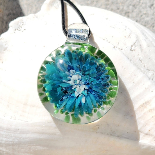 Blown glass pendant necklace. Splash of Color DragonFireGlass
