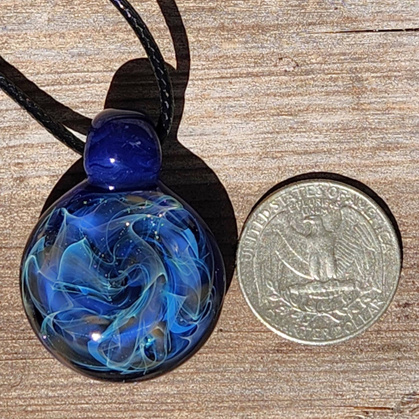 Cosmic Elegance: Handcrafted Glass Pendant with Silver, Gold, and Purple Accents DragonFireGlass