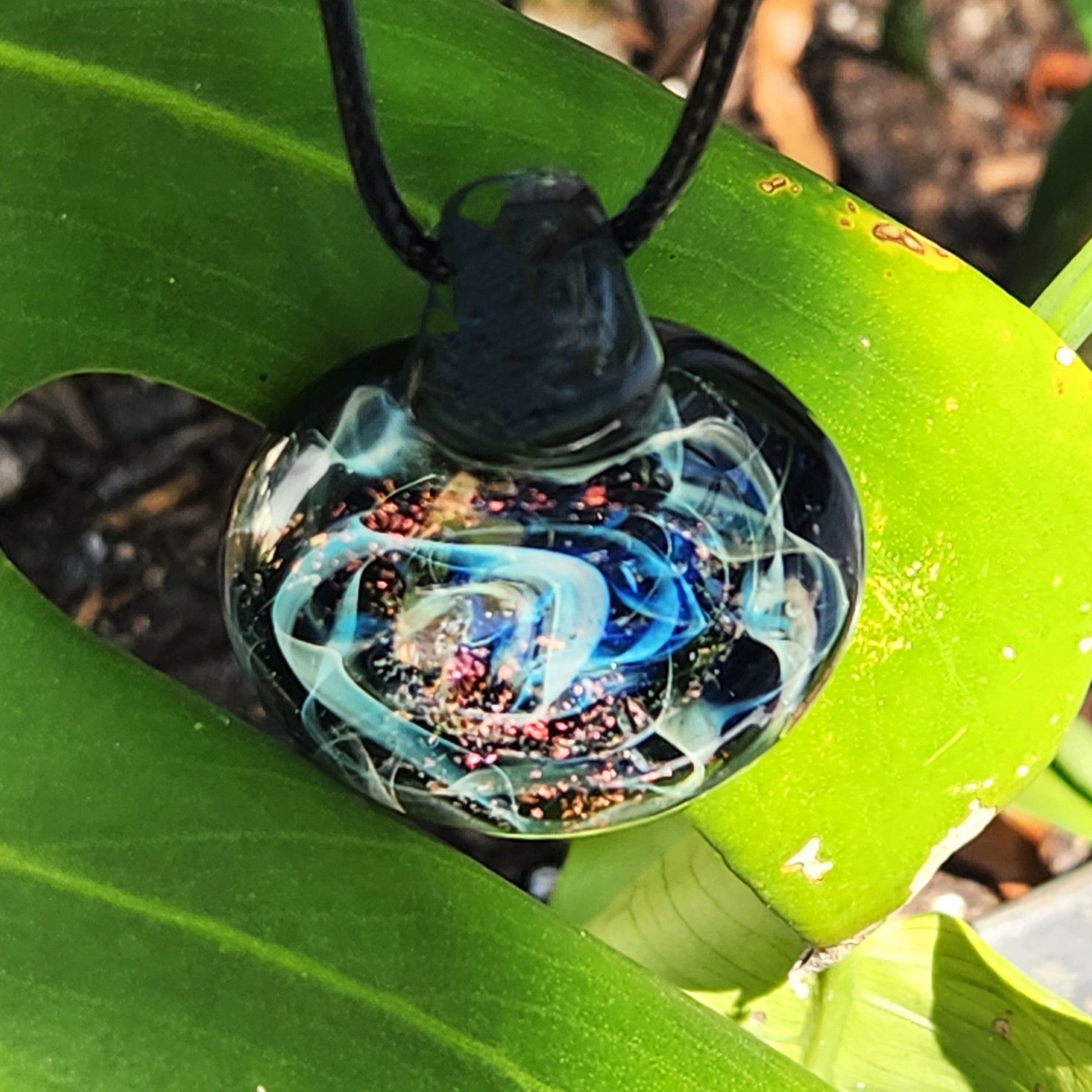 Dichroic Glass Pendant Necklace, Trippy Handmade Jewelry DragonFireGlass