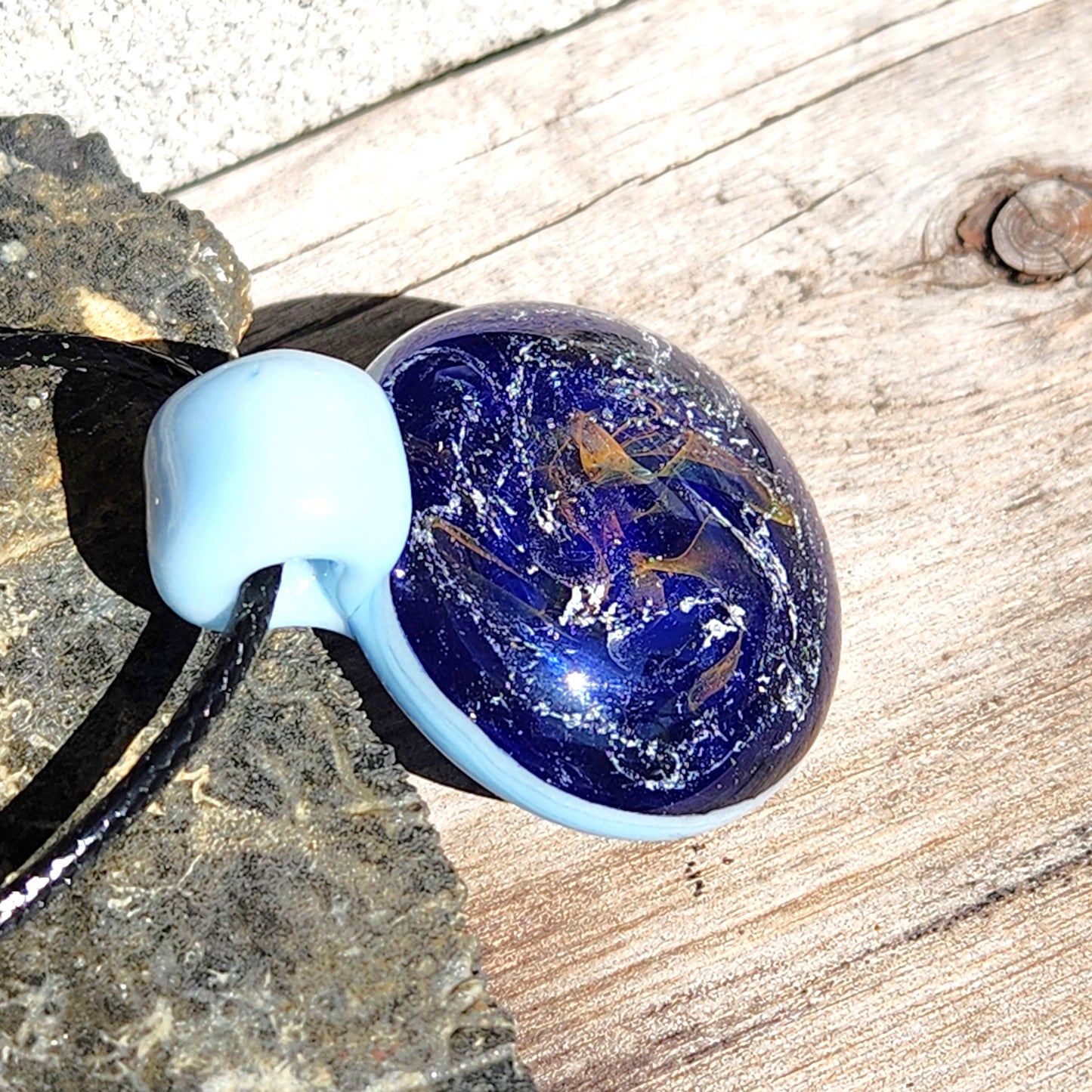 Dichroic Glass Pendant Necklace, Trippy Handmade Jewelry DragonFireGlass