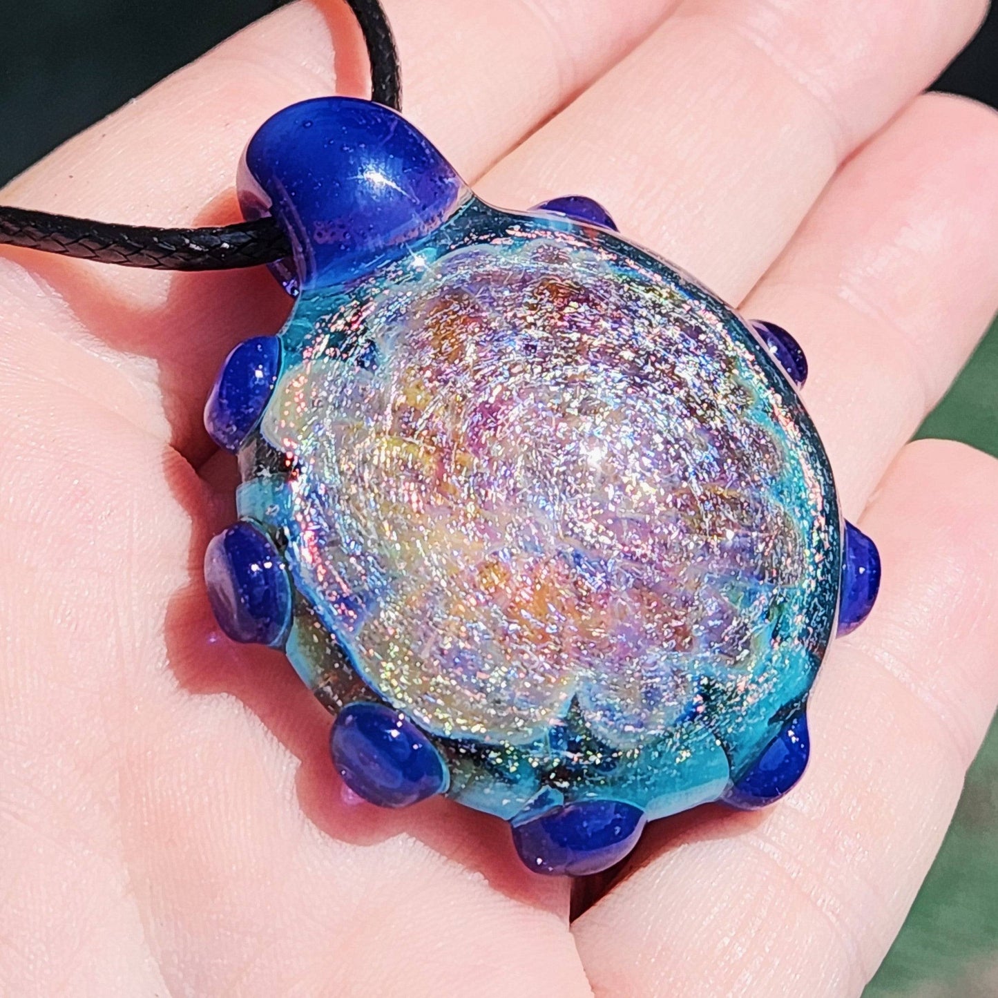 On Sale Now. Glass Pendant Necklace, Trippy Handmade Dichroic Glass Pendant DragonFireGlass