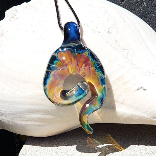 Handcrafted Blown Glass Pendant: Unique Trippy Design, Perfect Gift for Birthdays and Friends DragonFireGlass