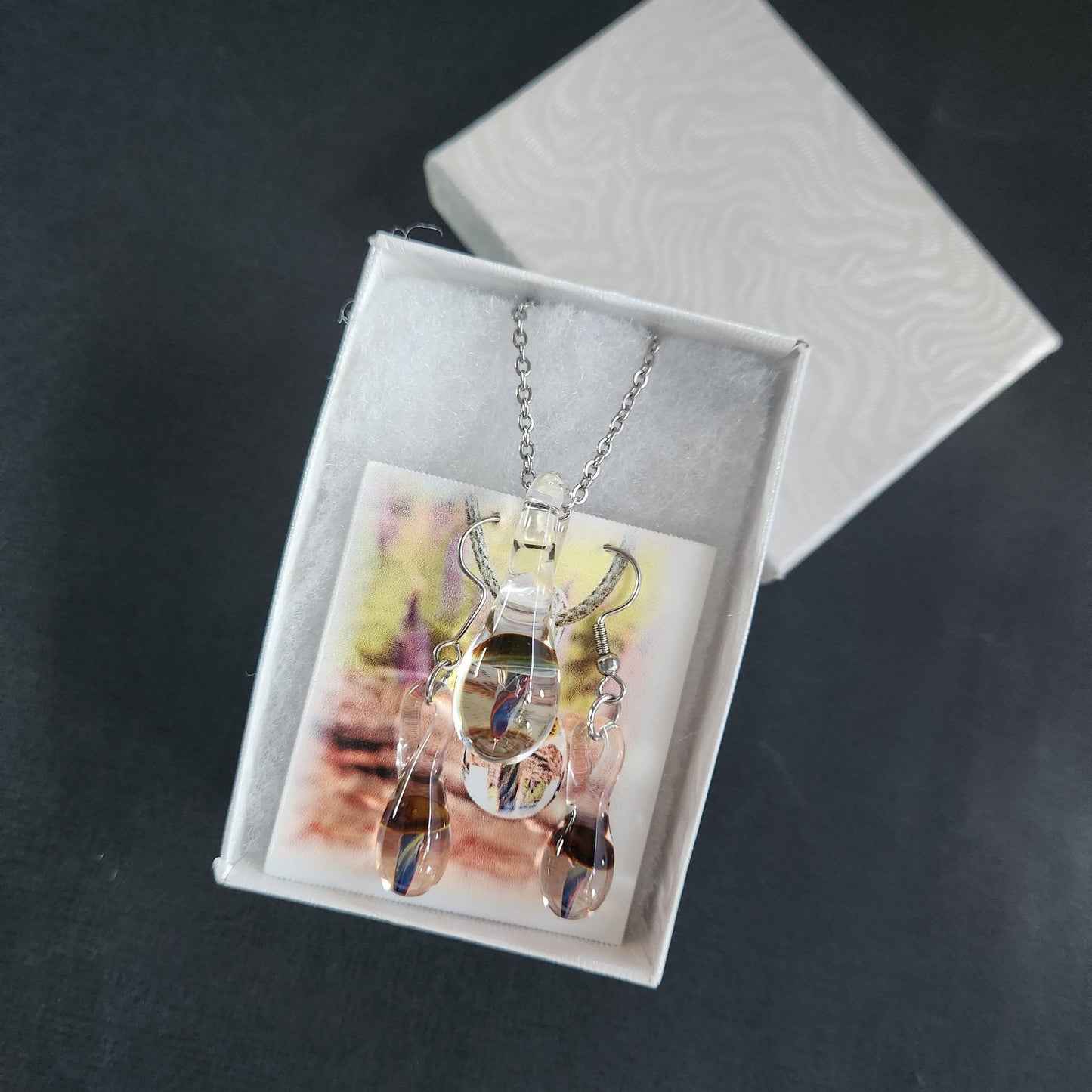Handmade Glass Mushroom Jewelry Set DragonFireGlass