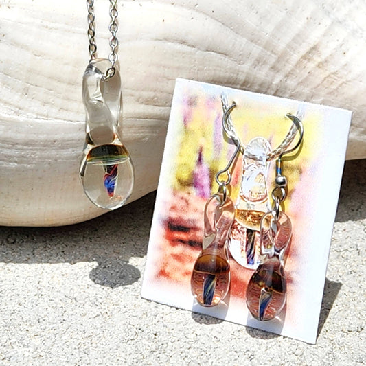 Handmade Glass Mushroom Jewelry Set DragonFireGlass