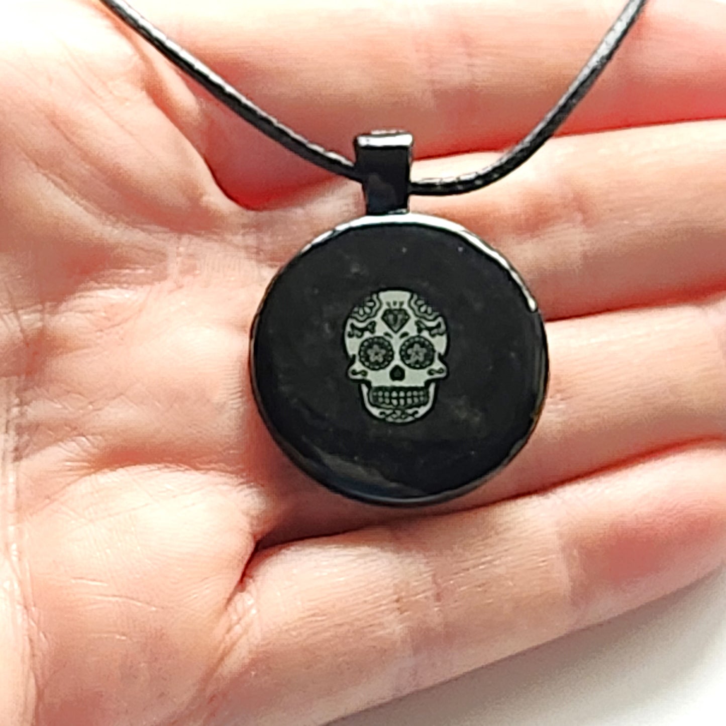 Handmade Resin Glow-in-the-Dark Skull Pendant Necklace DragonFireGlass