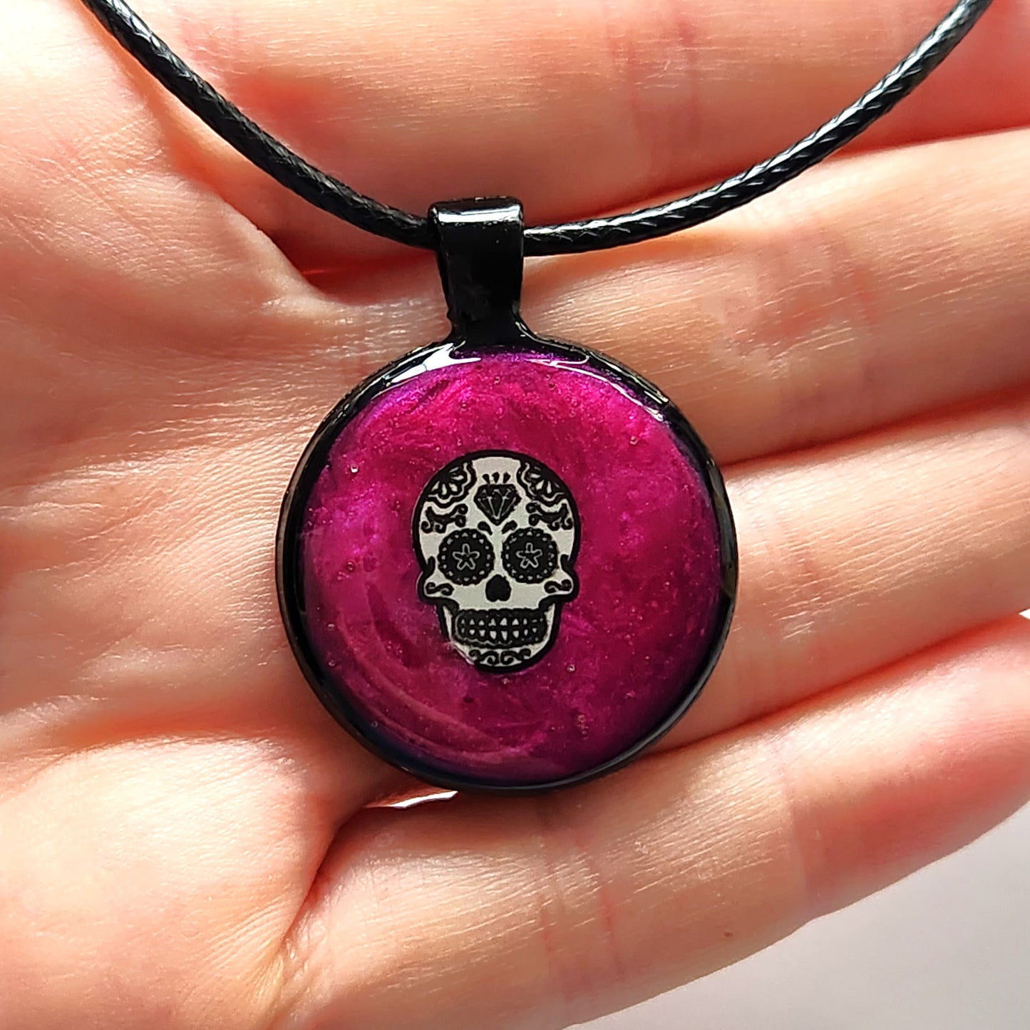 Handmade Resin Glow-in-the-Dark Skull Pendant Necklace DragonFireGlass