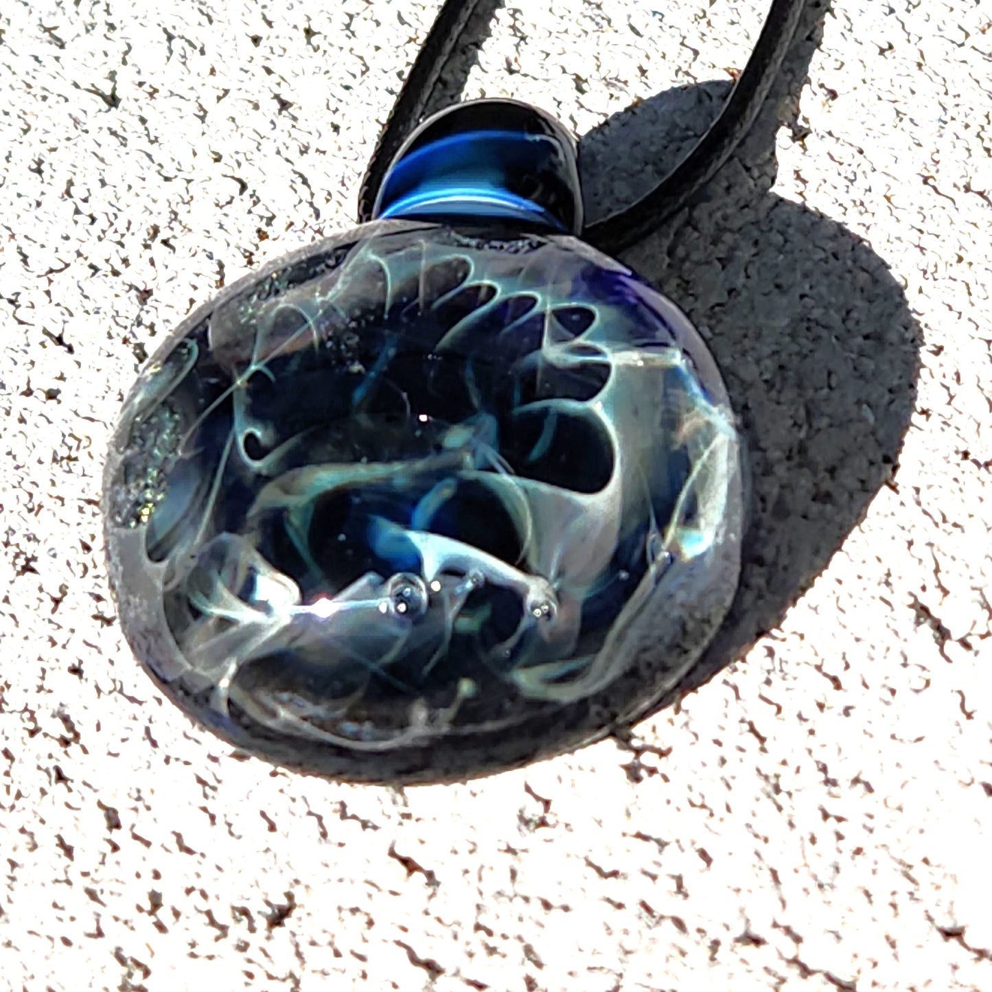 Heady Glass Pendant Necklace, Trippy Handmade Dichroic Jewelry DragonFireGlass