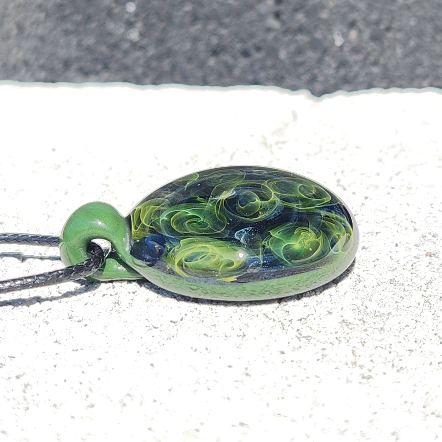 Ocean heady glass pendant necklace DragonFireGlass