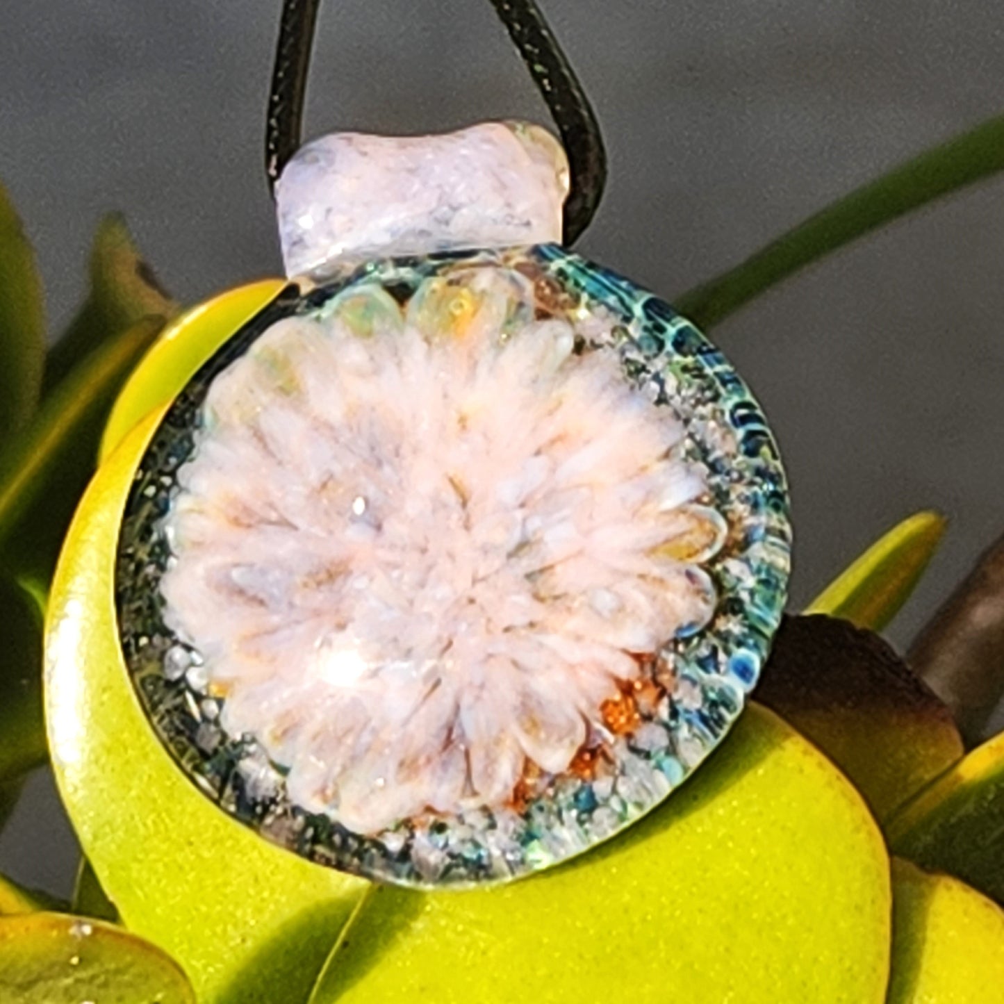 Pink Glass Jewelry Handblown Borosilicate Pendant Handmade DragonFireGlass