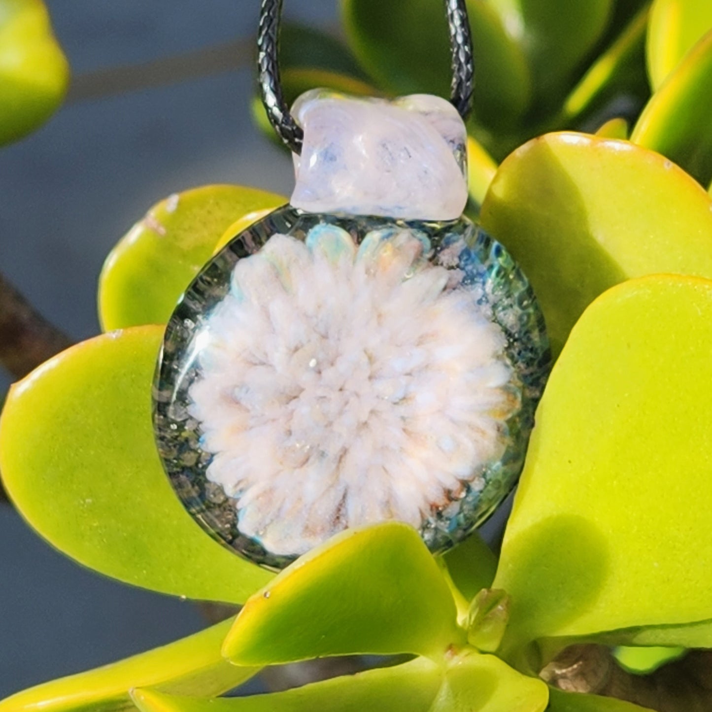 Pink Glass Jewelry Handblown Borosilicate Pendant Handmade DragonFireGlass