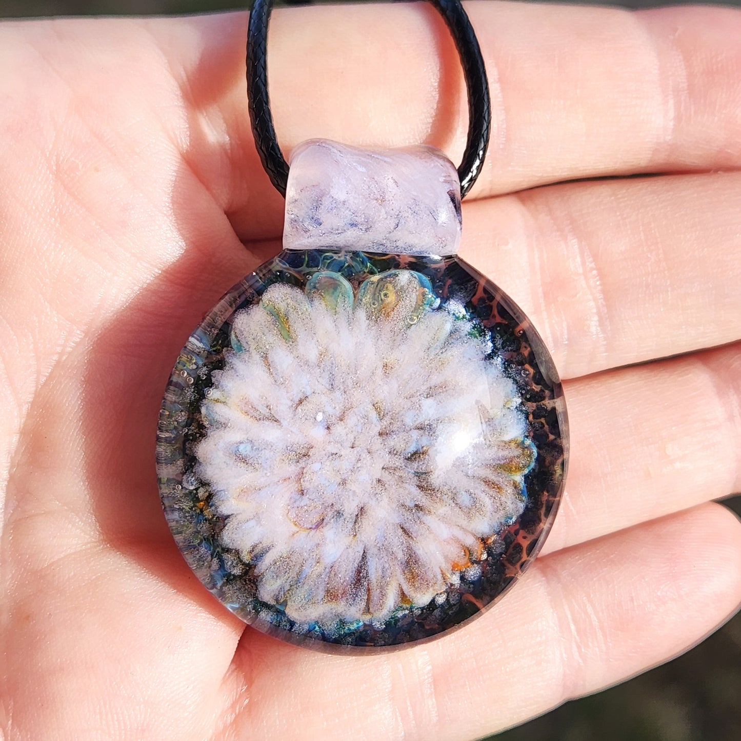Pink Glass Jewelry Handblown Borosilicate Pendant Handmade DragonFireGlass