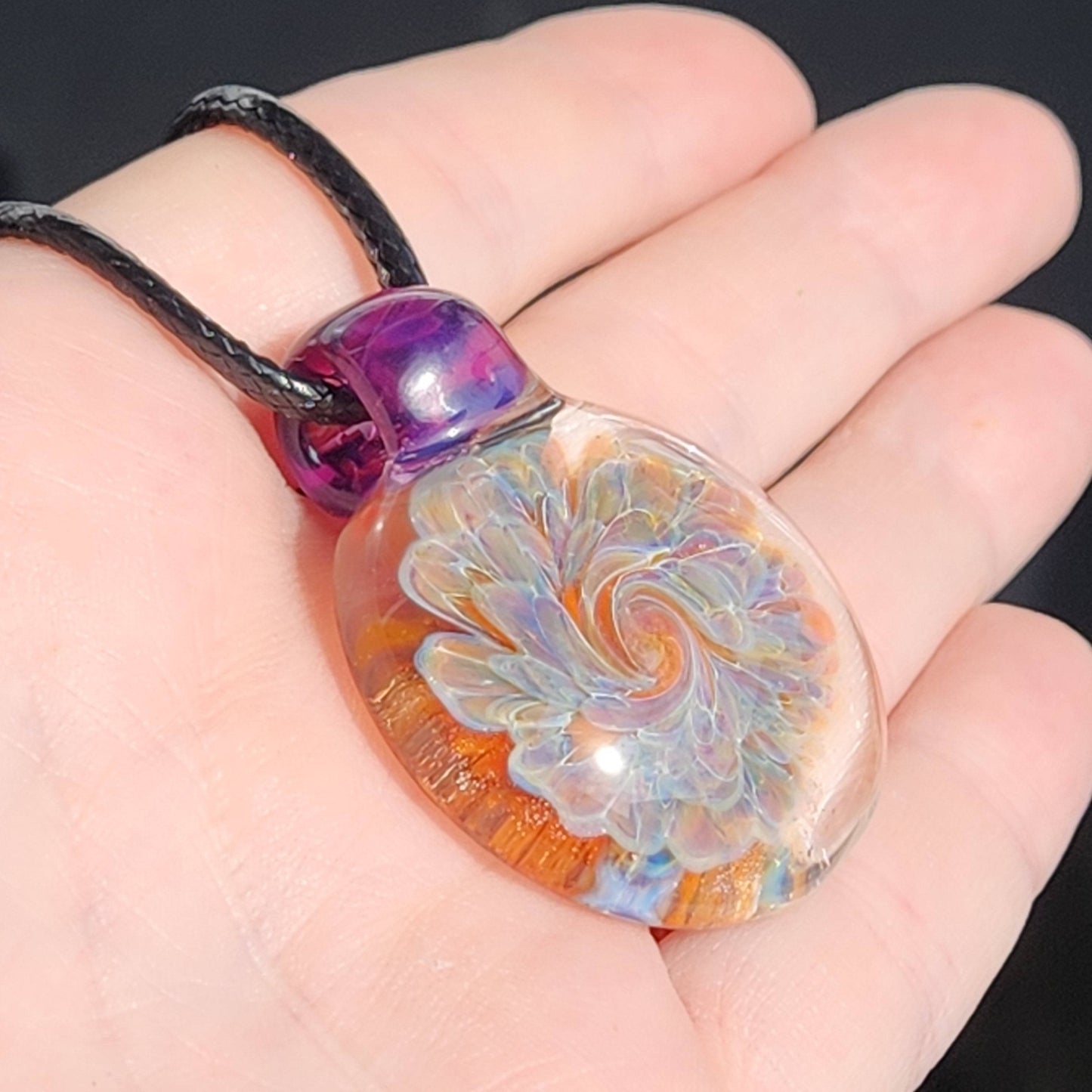 Small blown glass pendant statement necklace DragonFireGlass