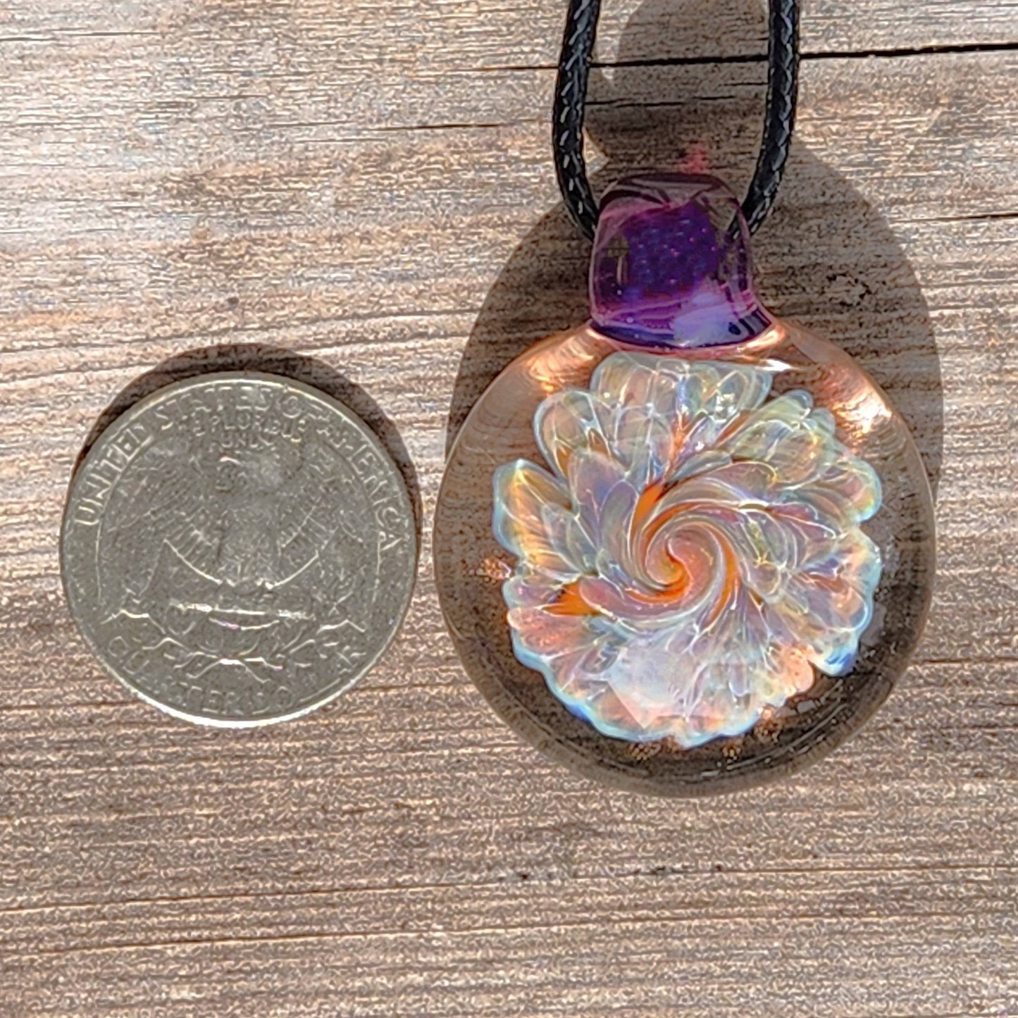 Small blown glass pendant statement necklace DragonFireGlass