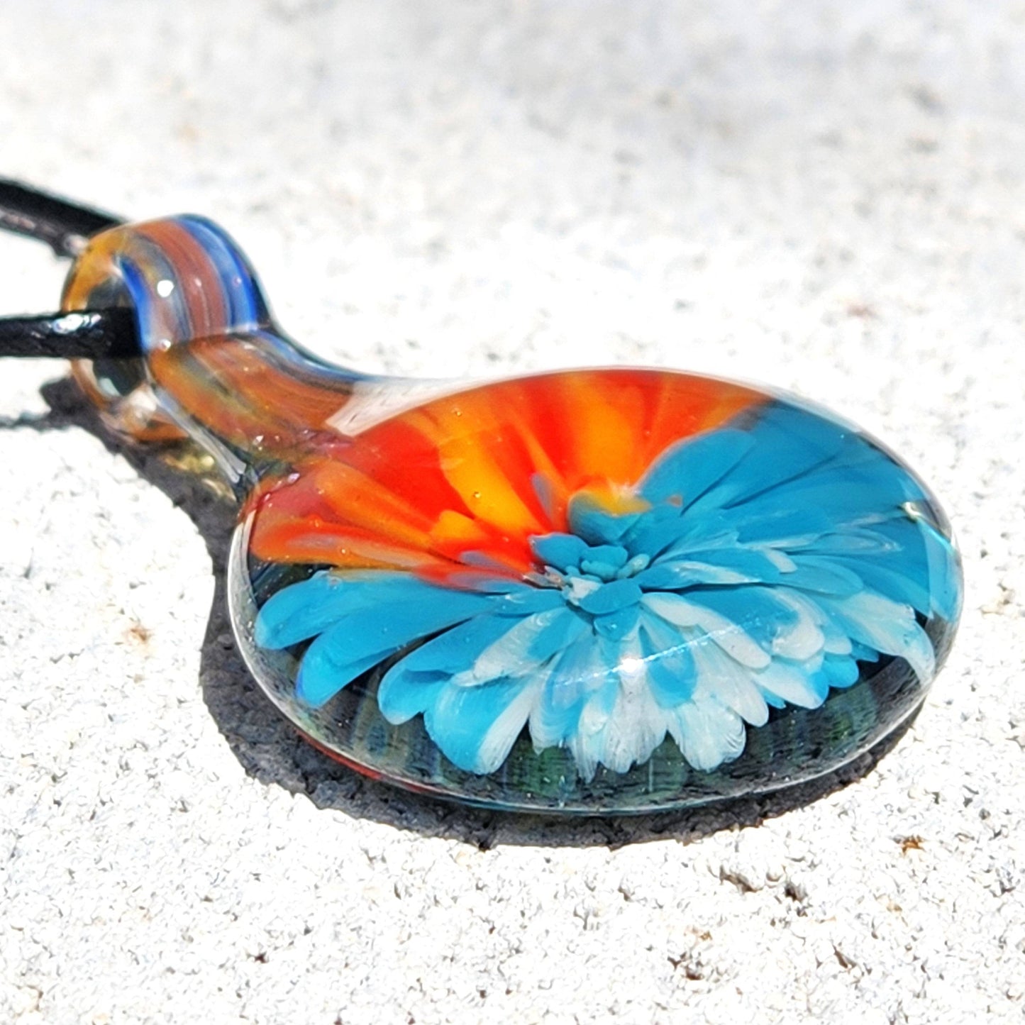 Sunset Swirl Blown Glass Pendant - The Teardrop of Setting Sun DragonFireGlass