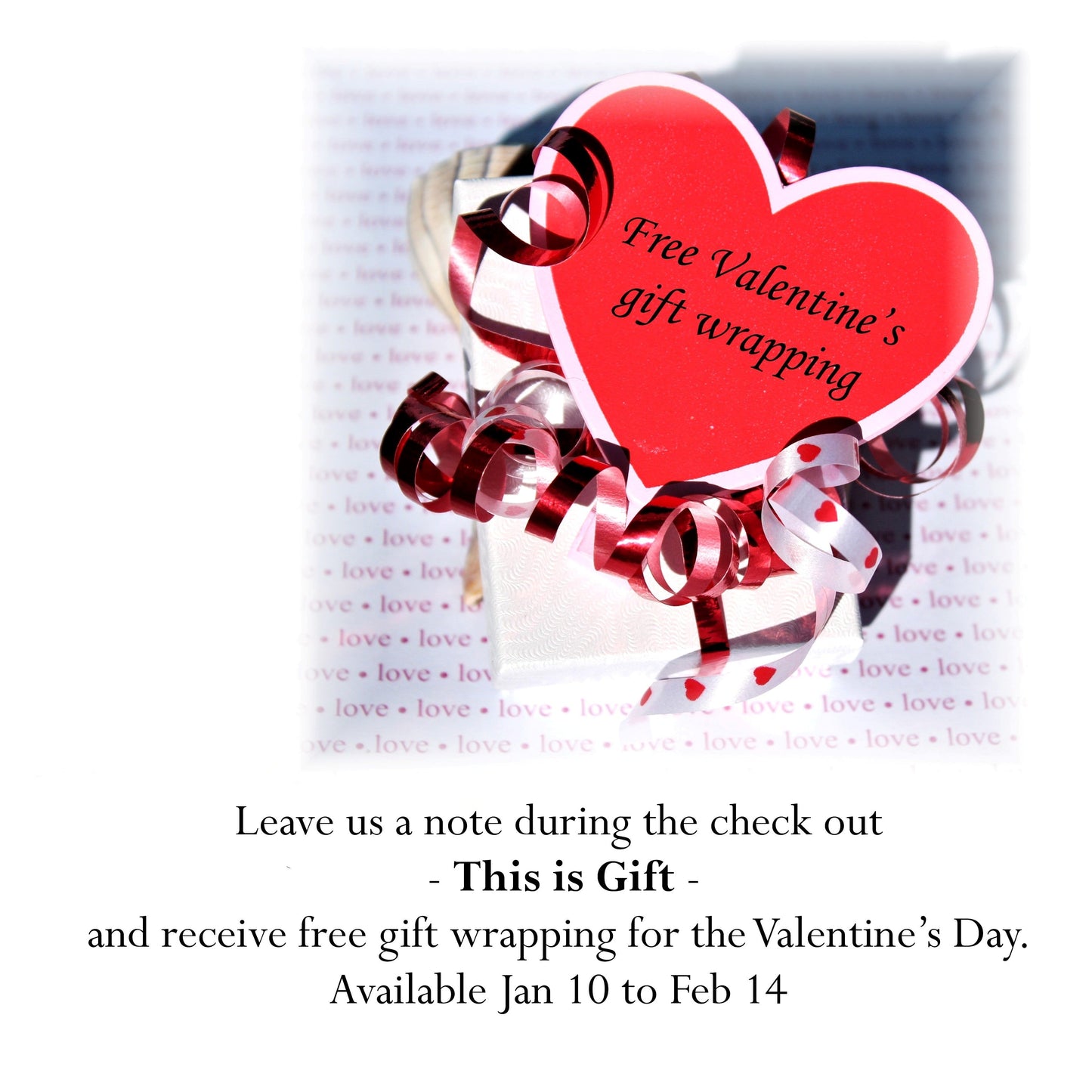 Elegant gift wrapping for Valentine's Day featuring a red heart tag and curled ribbon on a white box. Celebrate every occasion in style.