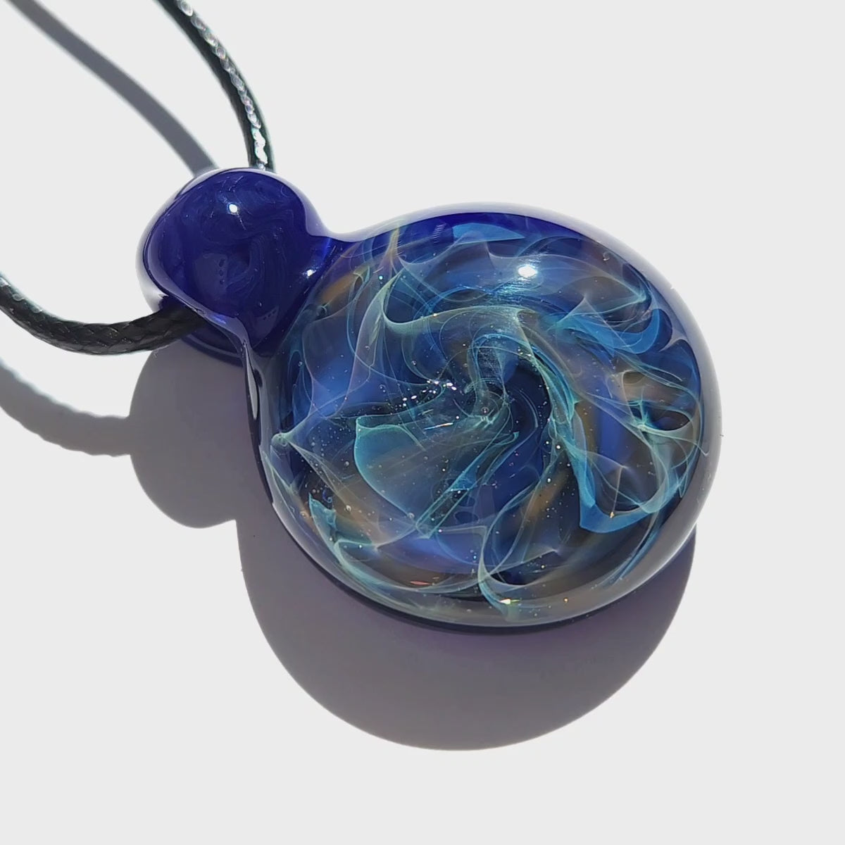Cosmic Elegance: Handcrafted Glass Pendant with Silver, Gold, and Purple Accents DragonFireGlass