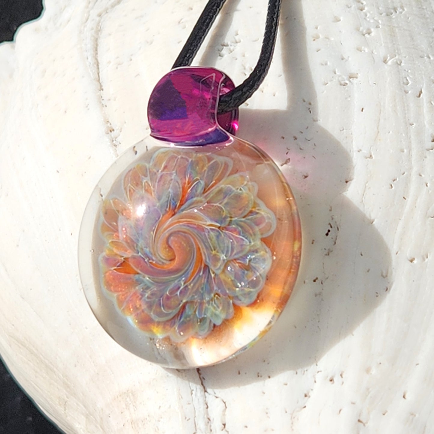 Small blown glass pendant statement necklace
