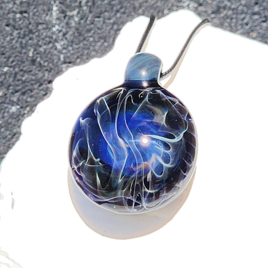 Blown Glass Pendant Necklace: Galaxy Glass Pendant