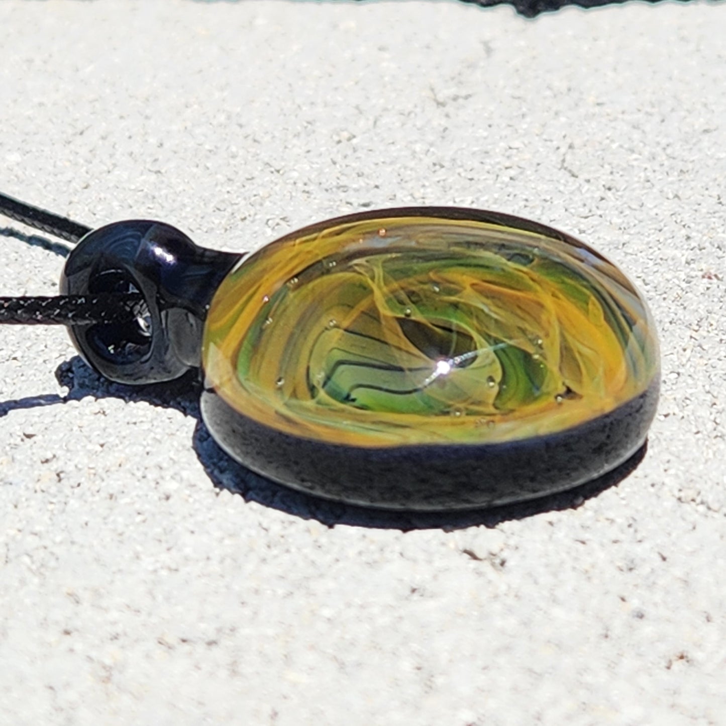 Blown Glass Galaxy Pendant Necklace - Unique Handmade Trippy Glass Jewelry