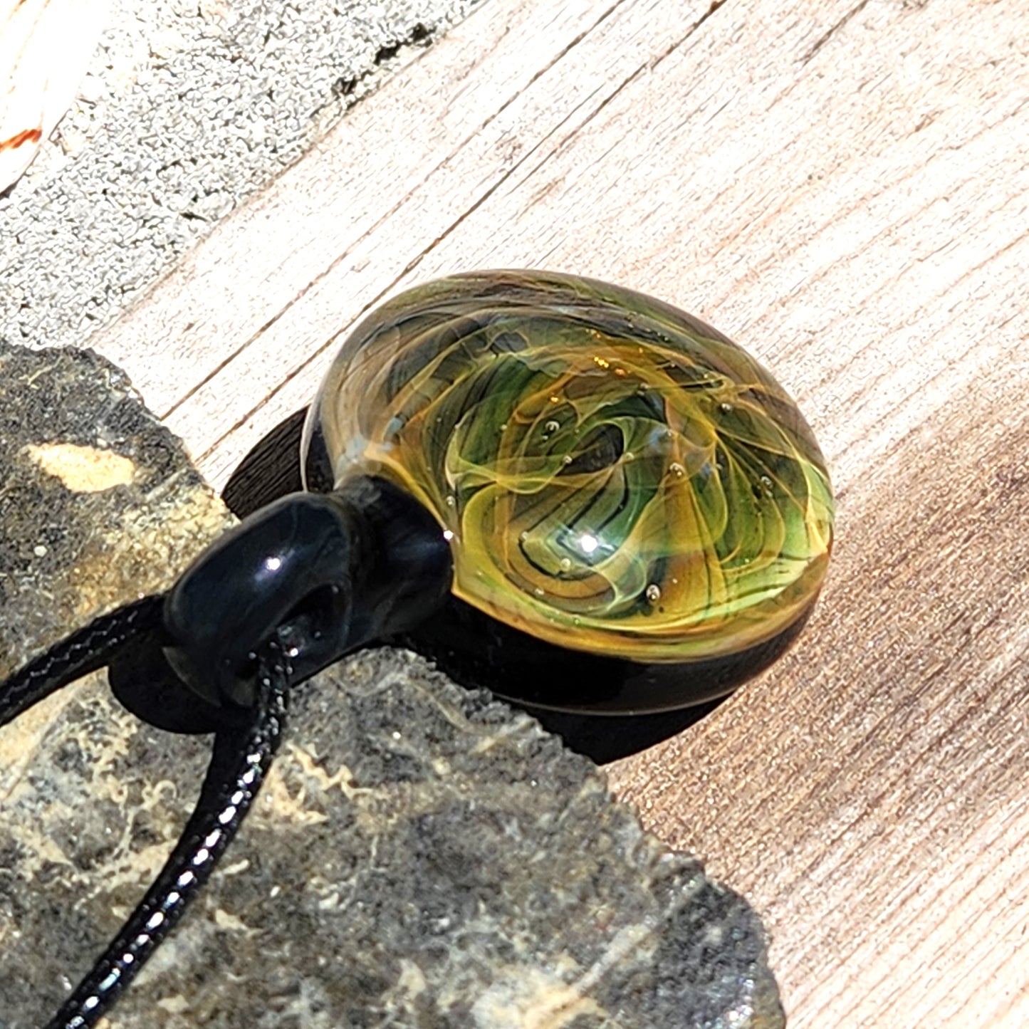 Blown Glass Galaxy Pendant Necklace - Unique Handmade Trippy Glass Jewelry