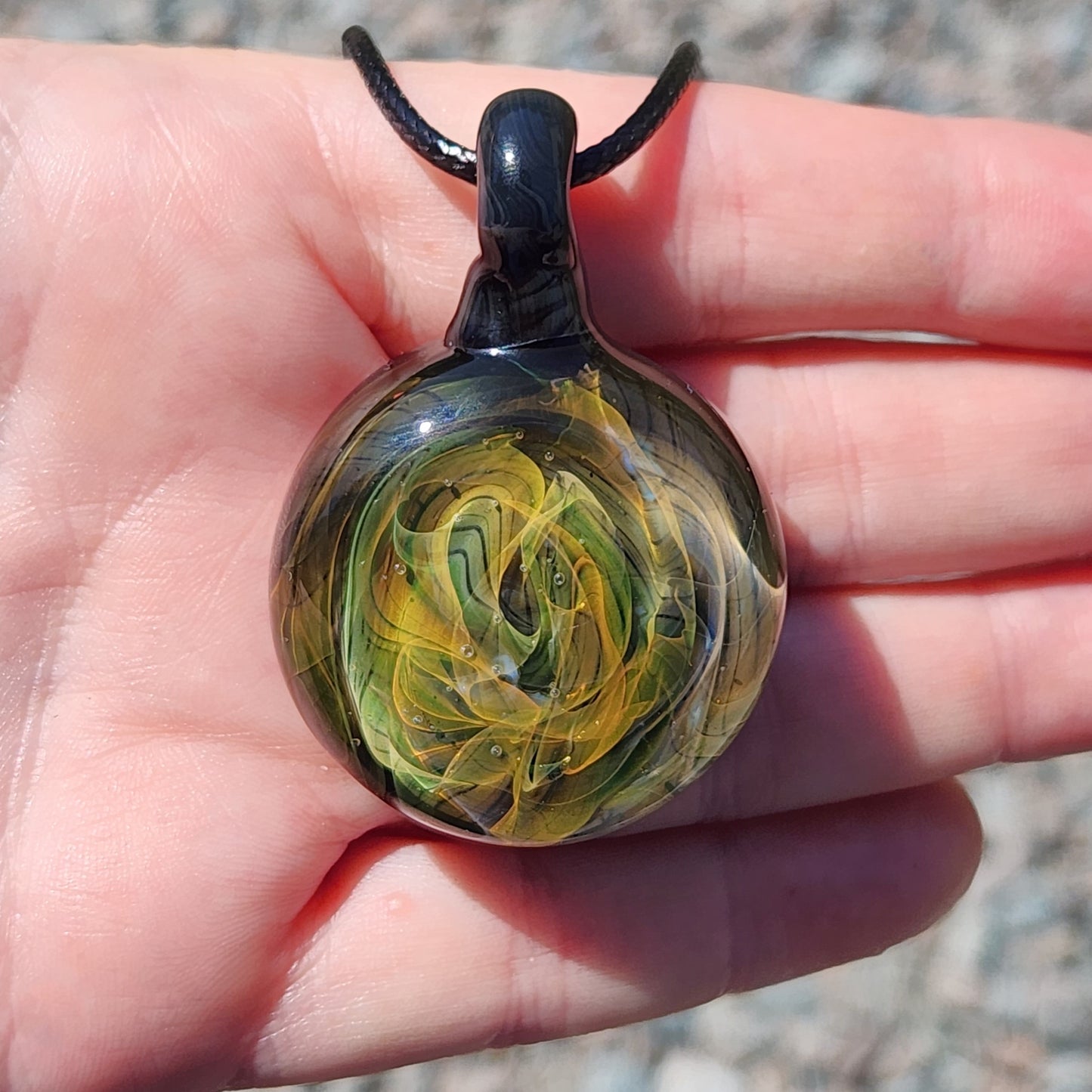 Blown Glass Galaxy Pendant Necklace - Unique Handmade Trippy Glass Jewelry