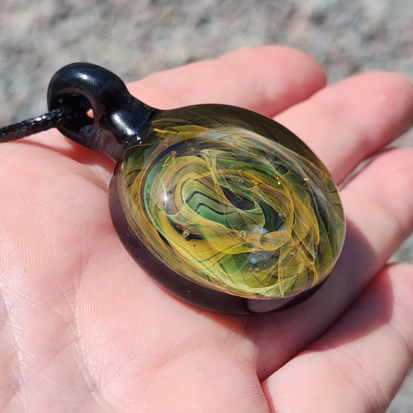 Blown Glass Galaxy Pendant Necklace - Unique Handmade Trippy Glass Jewelry