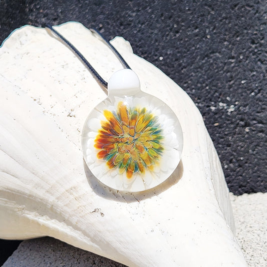 Large Heady Glass Pendant Necklace : Handmade Blown Glass Pendant