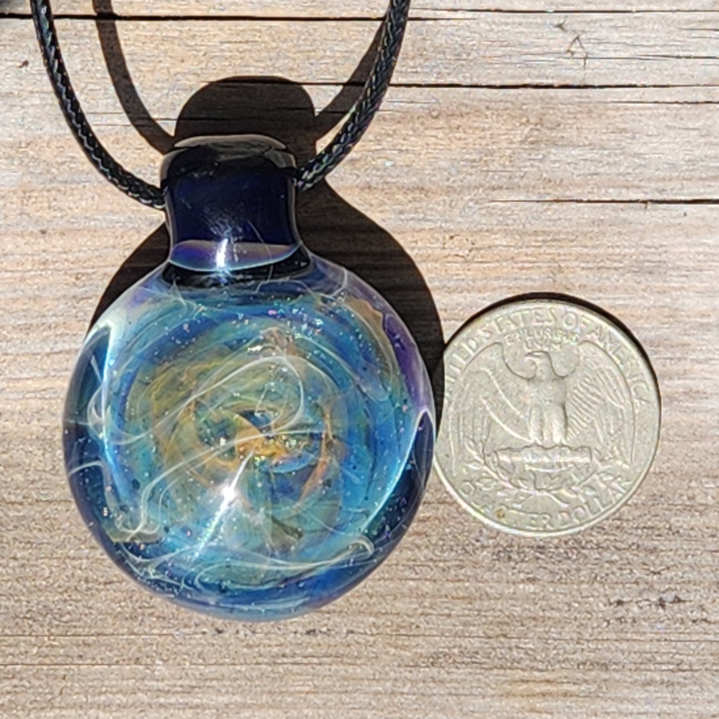 Unique Handmade Blown Glass Pendant Necklace - Ocean Waves