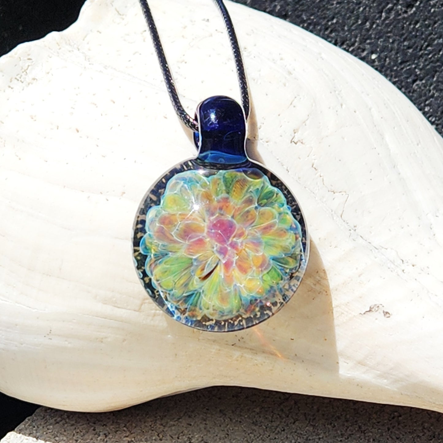 Blown Glass Pendant - Hues of Purple Flower