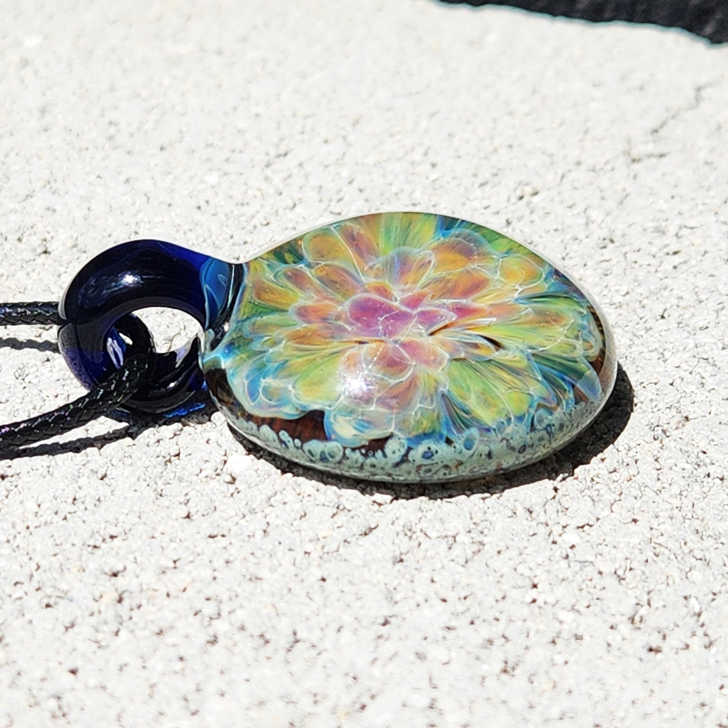 Blown Glass Pendant - Hues of Purple Flower