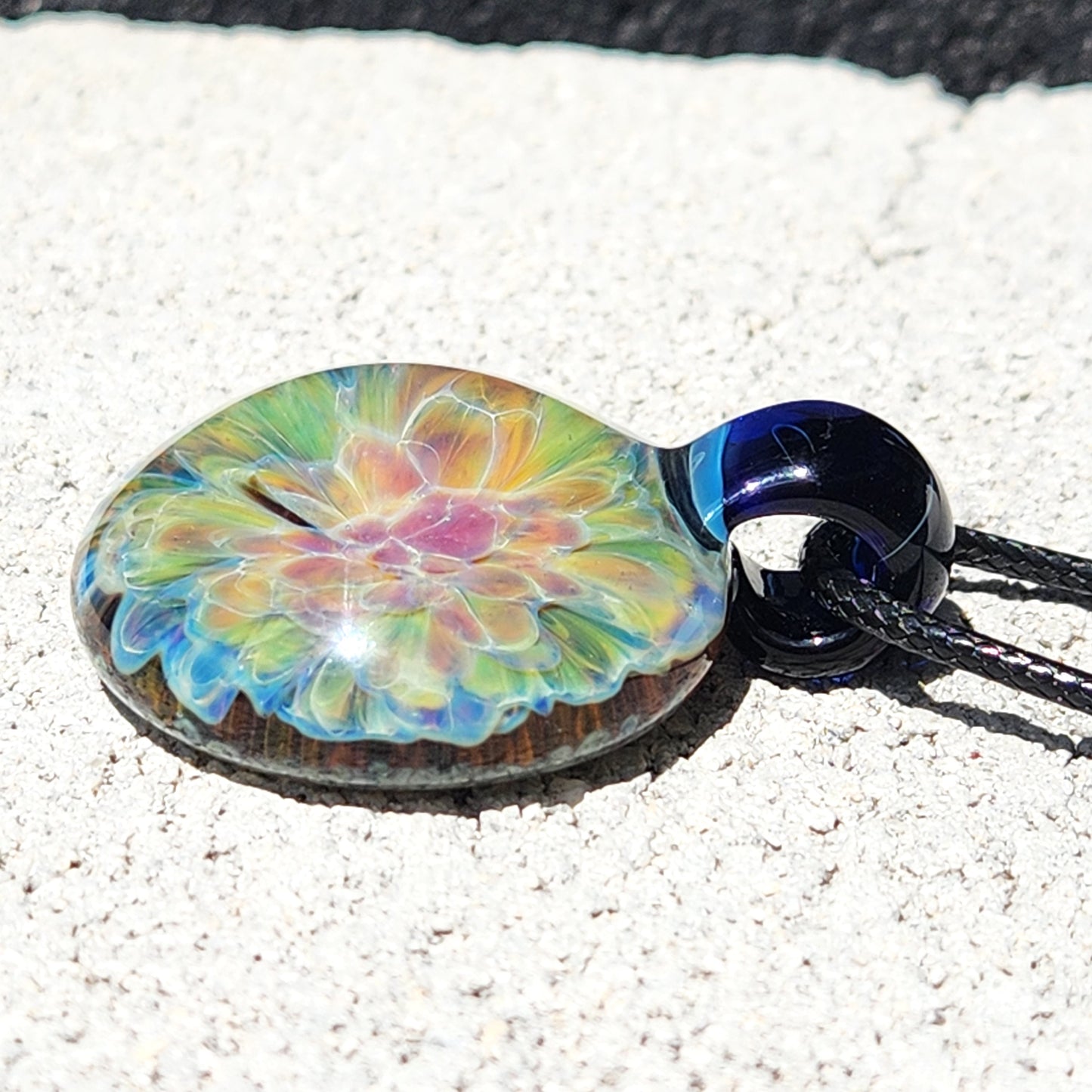 Blown Glass Pendant - Hues of Purple Flower