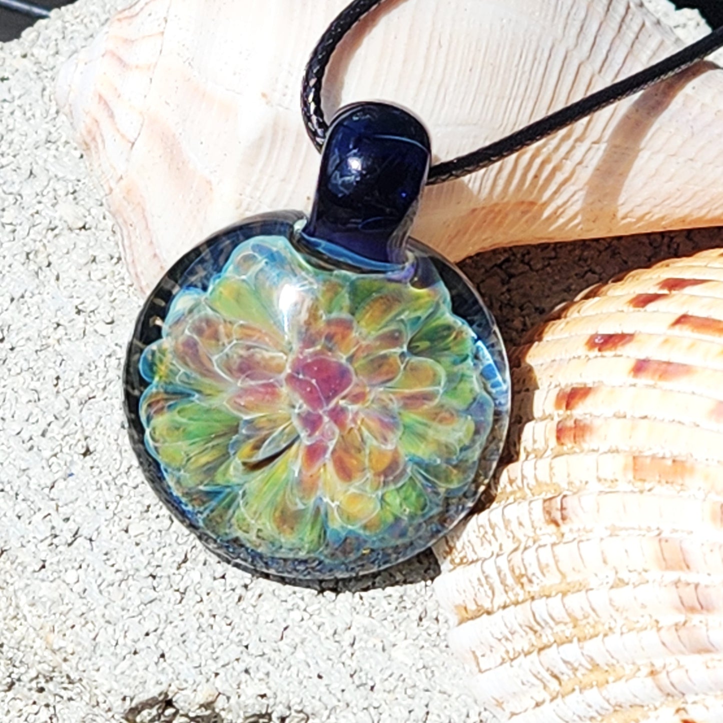 Blown Glass Pendant - Hues of Purple Flower