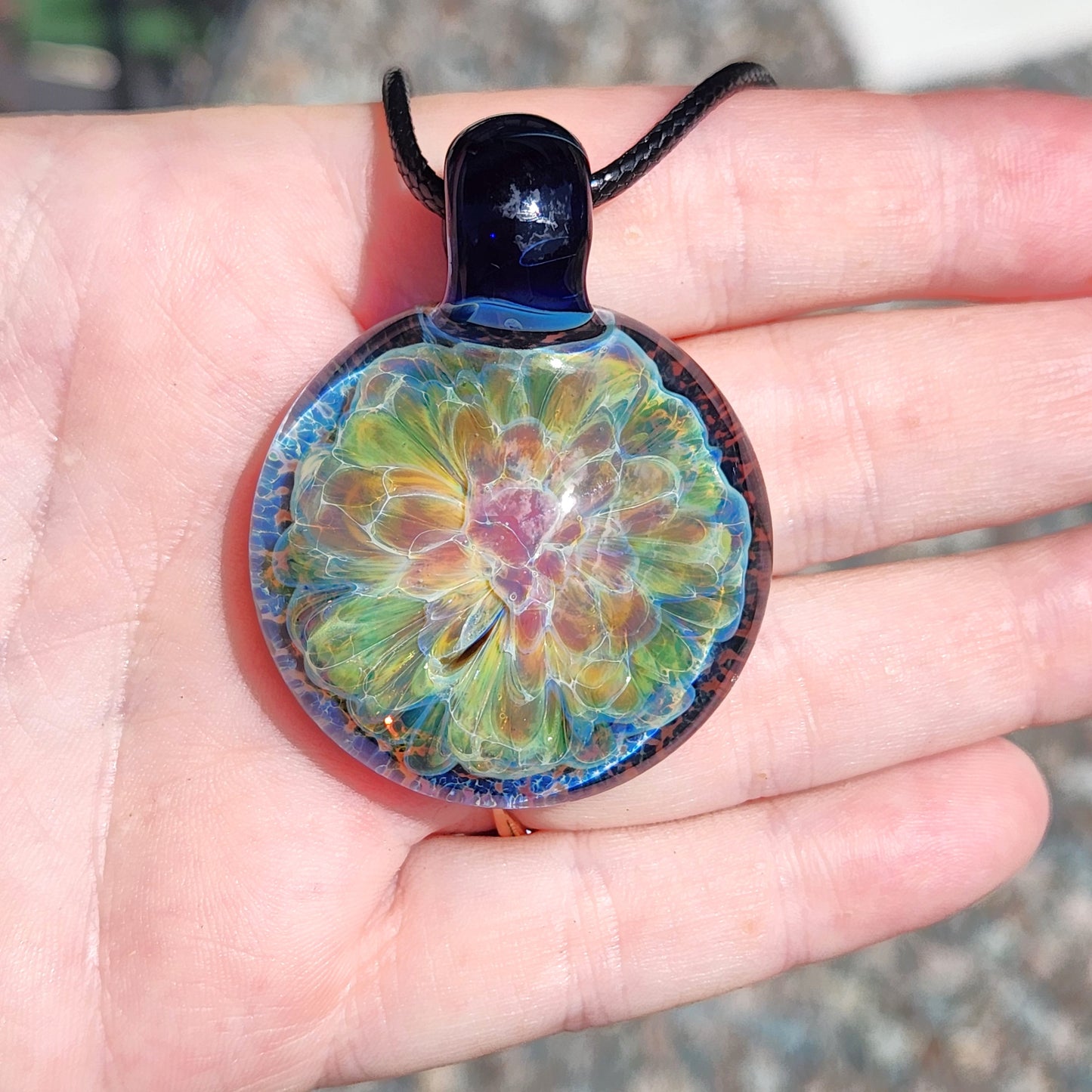 Blown Glass Pendant - Hues of Purple Flower