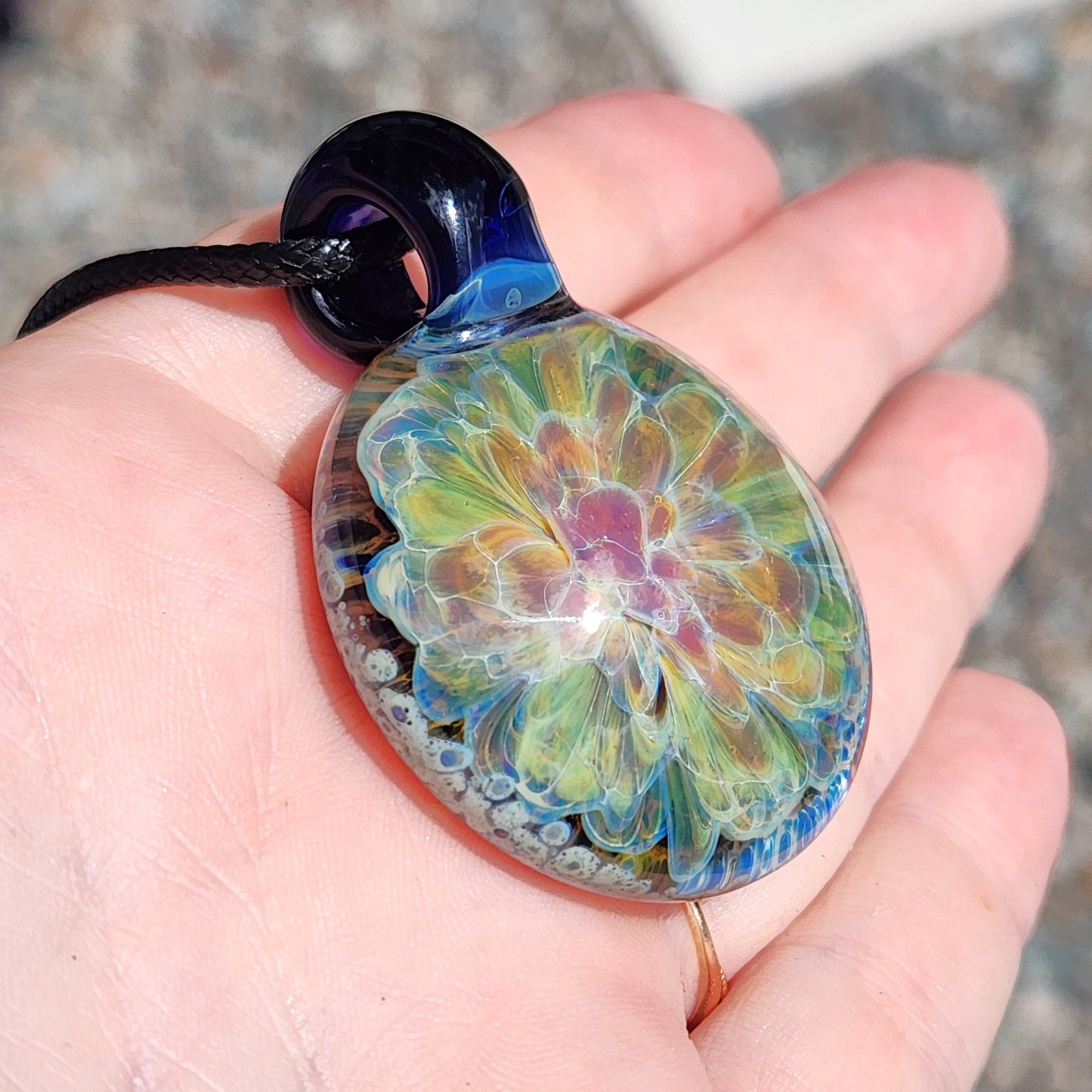 Blown Glass Pendant - Hues of Purple Flower