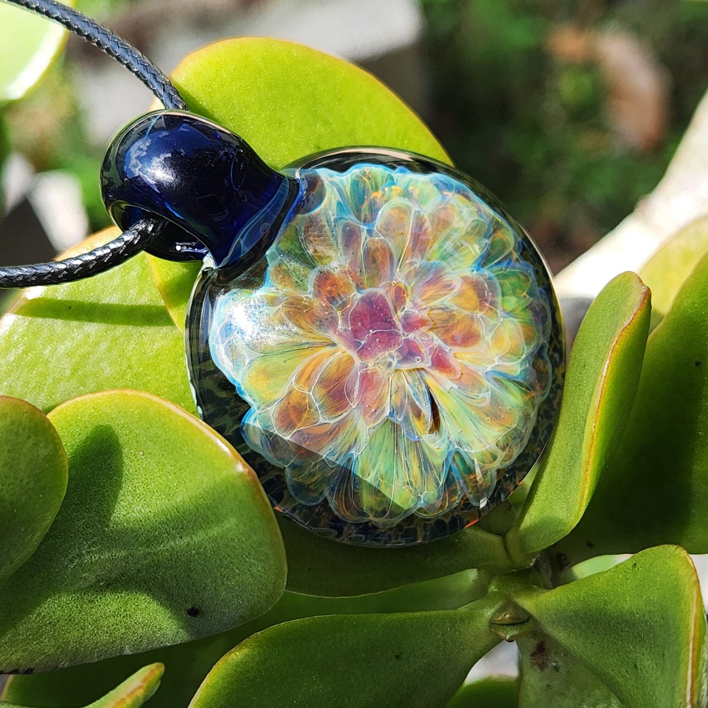 Blown Glass Pendant - Hues of Purple Flower