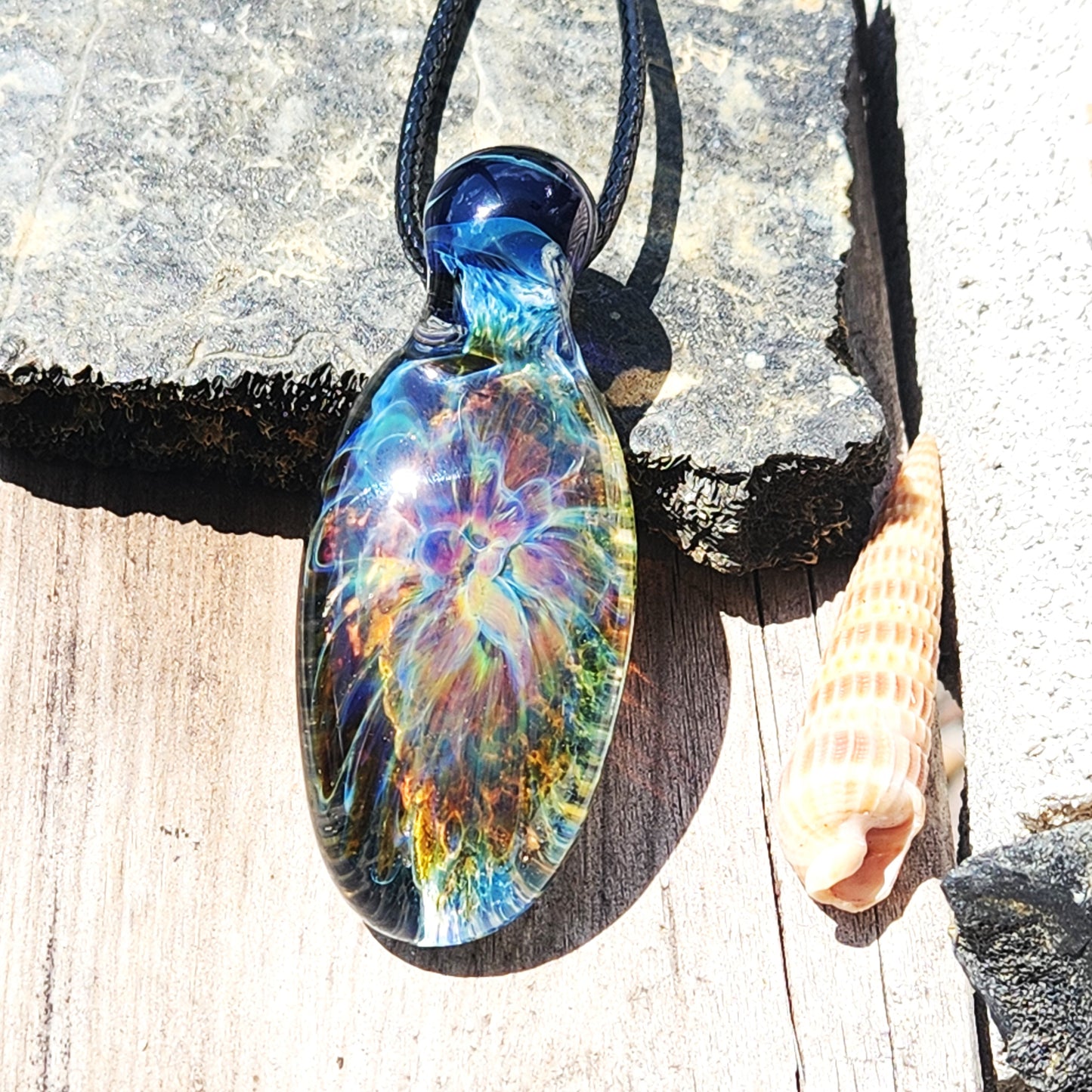 Handmade One-of-a-Kind Glass Pendant -  Statement Necklace.