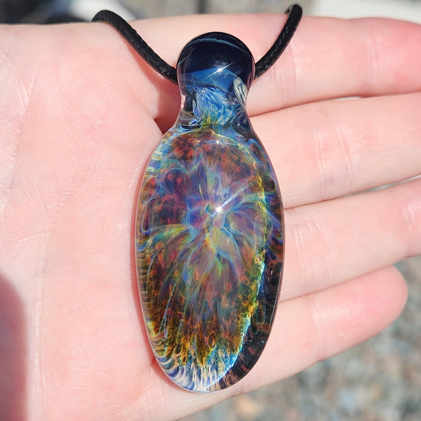 Handmade One-of-a-Kind Glass Pendant -  Statement Necklace.