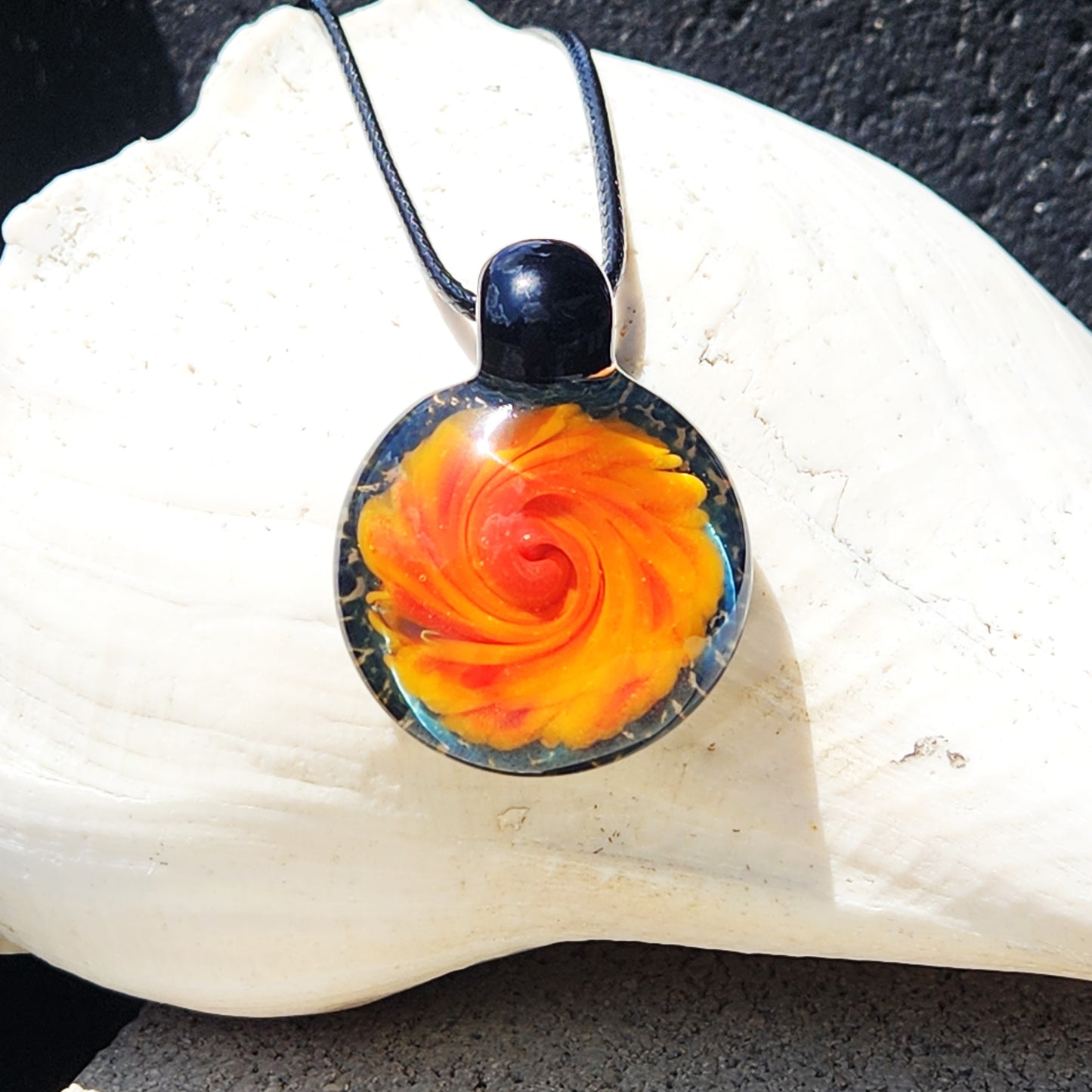 Blown glass pendant necklace