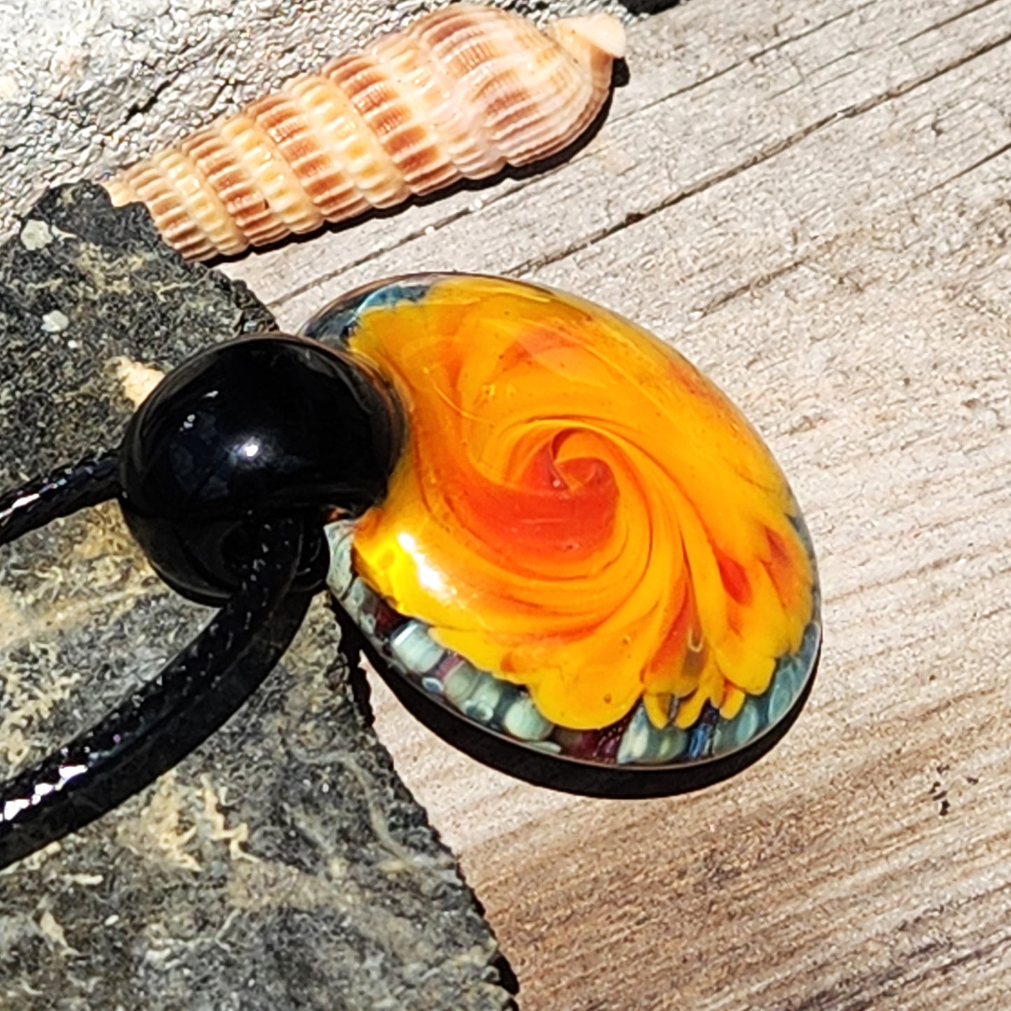 Blown glass pendant necklace