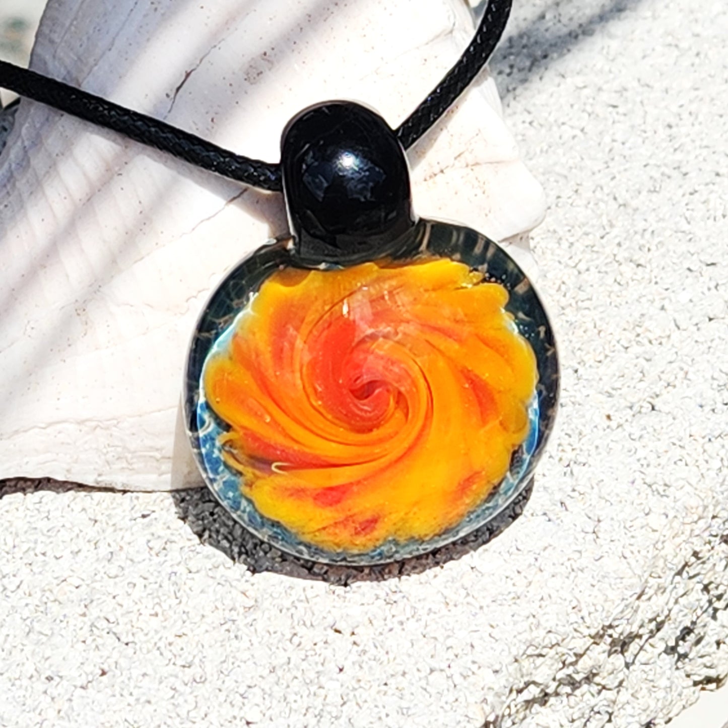 Blown glass pendant necklace