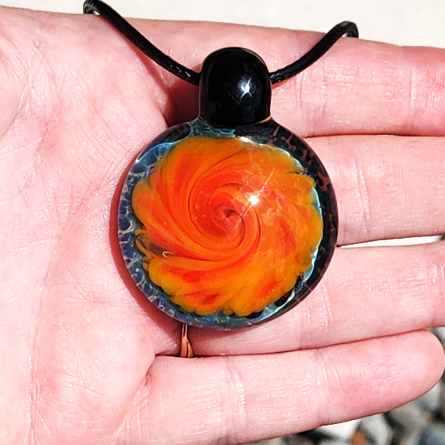 Blown glass pendant necklace