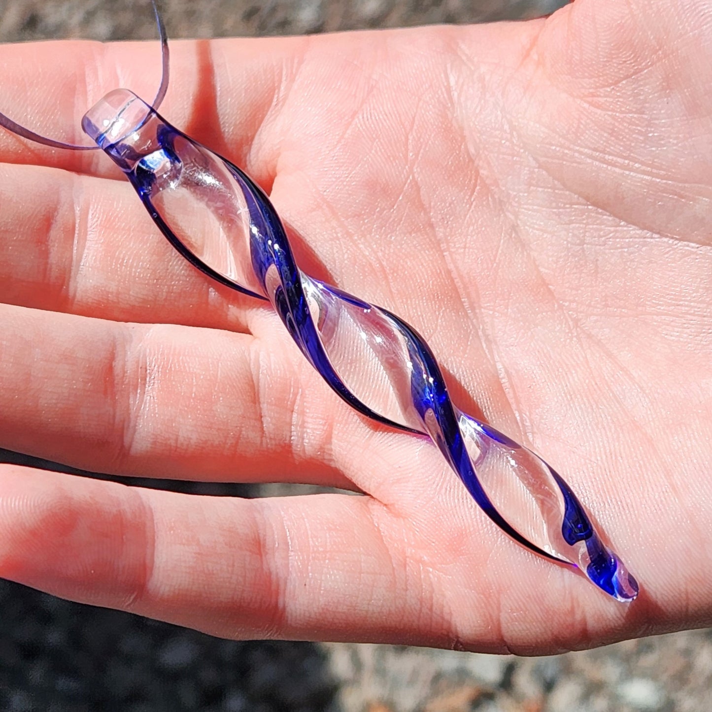 Set of 3 Blue Glass Icicle Ornaments – Handmade Christmas Decorations, Gift-Wrapped