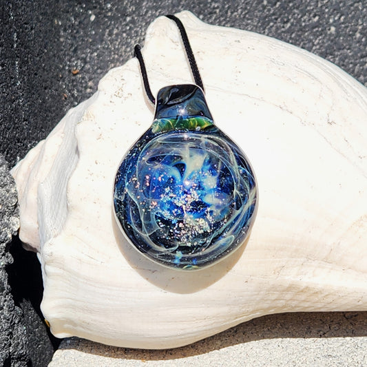 Heady Glass Pendant Necklace, Trippy Handmade Dichroic Jewelry