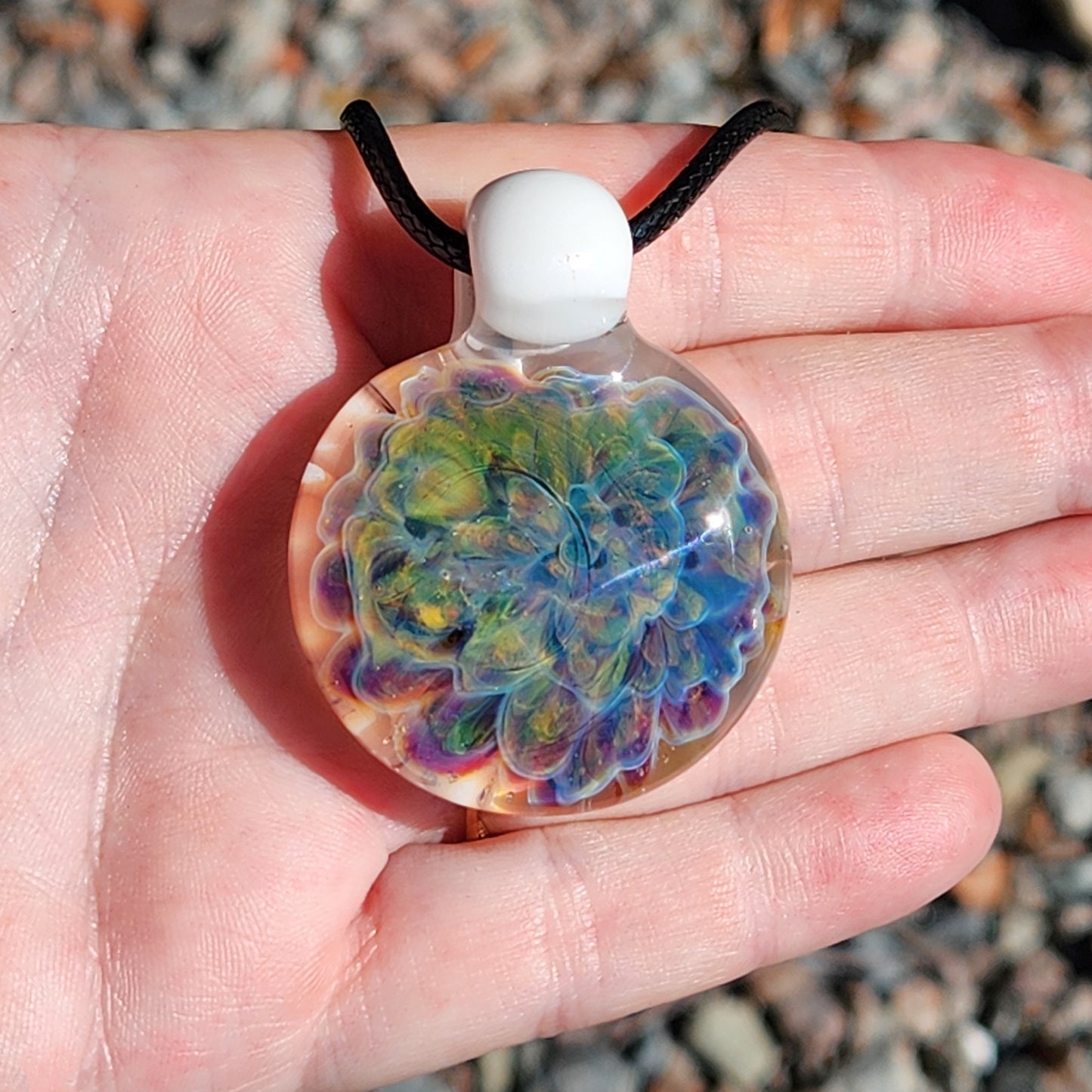 Blown Glass Pendant in White