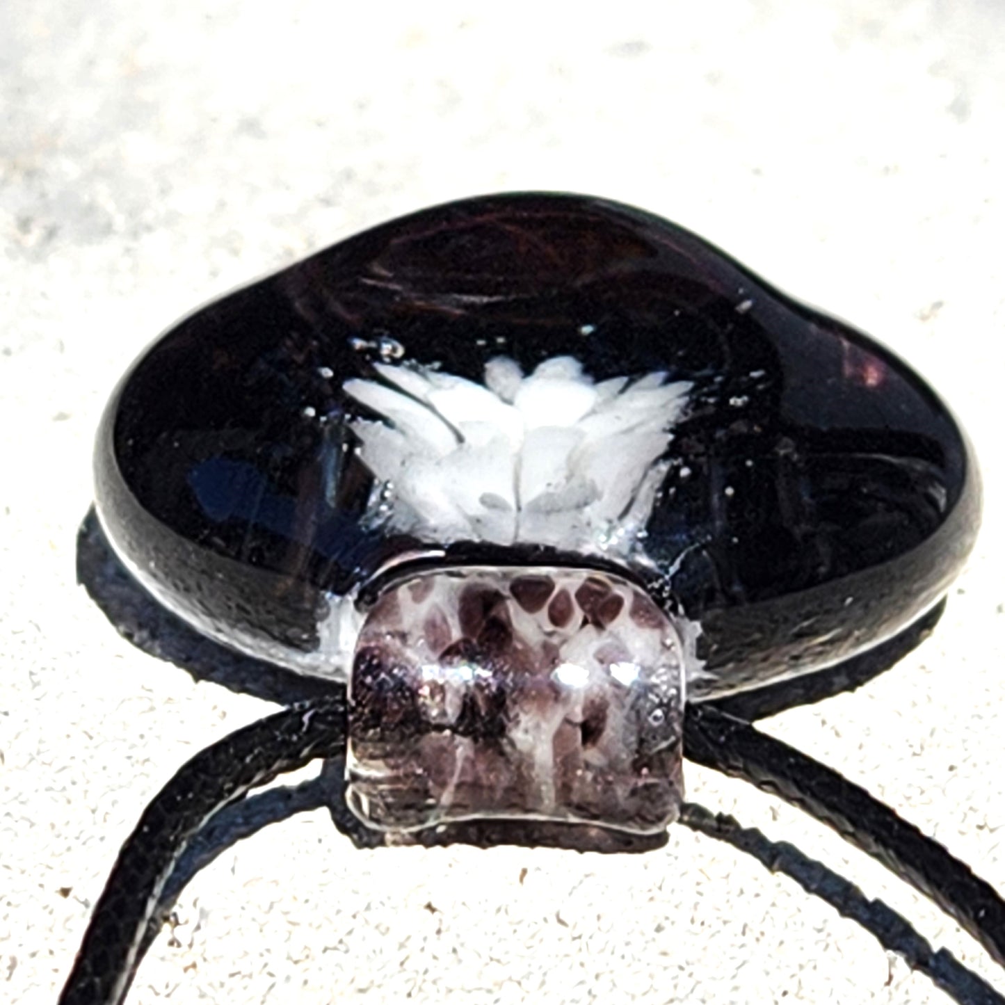 Heady Blown Glass Pendant Necklace - White and Black