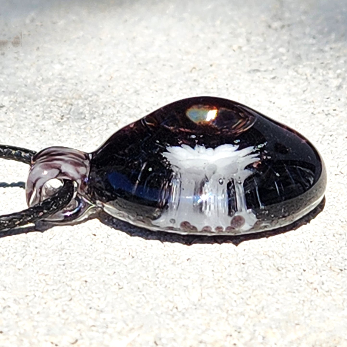 Heady Blown Glass Pendant Necklace - White and Black