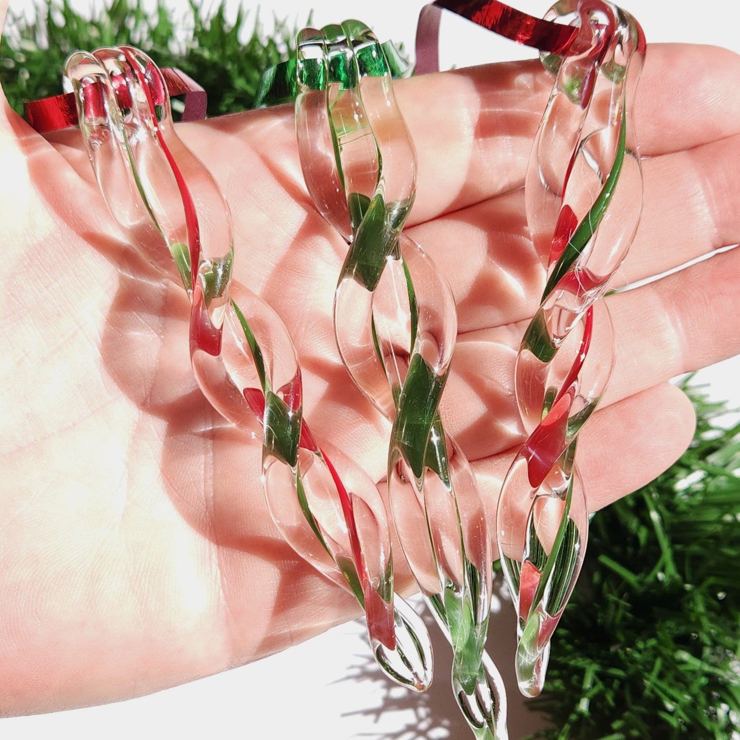 Unique Handmade Glass Icicle Ornaments - Festive 3-Piece Ornament Set